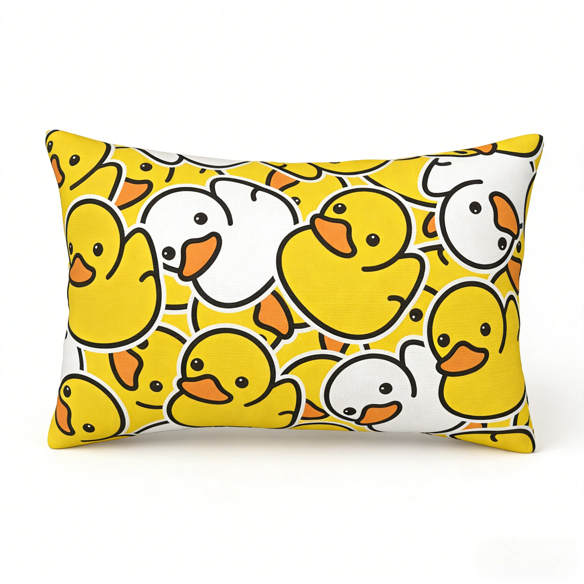 1pc Yellow Duck Print Printed Lumbar Pillow Cover,Suitable for Sofa, Bedroom, Living Room, Kids Room, Cute Gift for Duck Lovers.