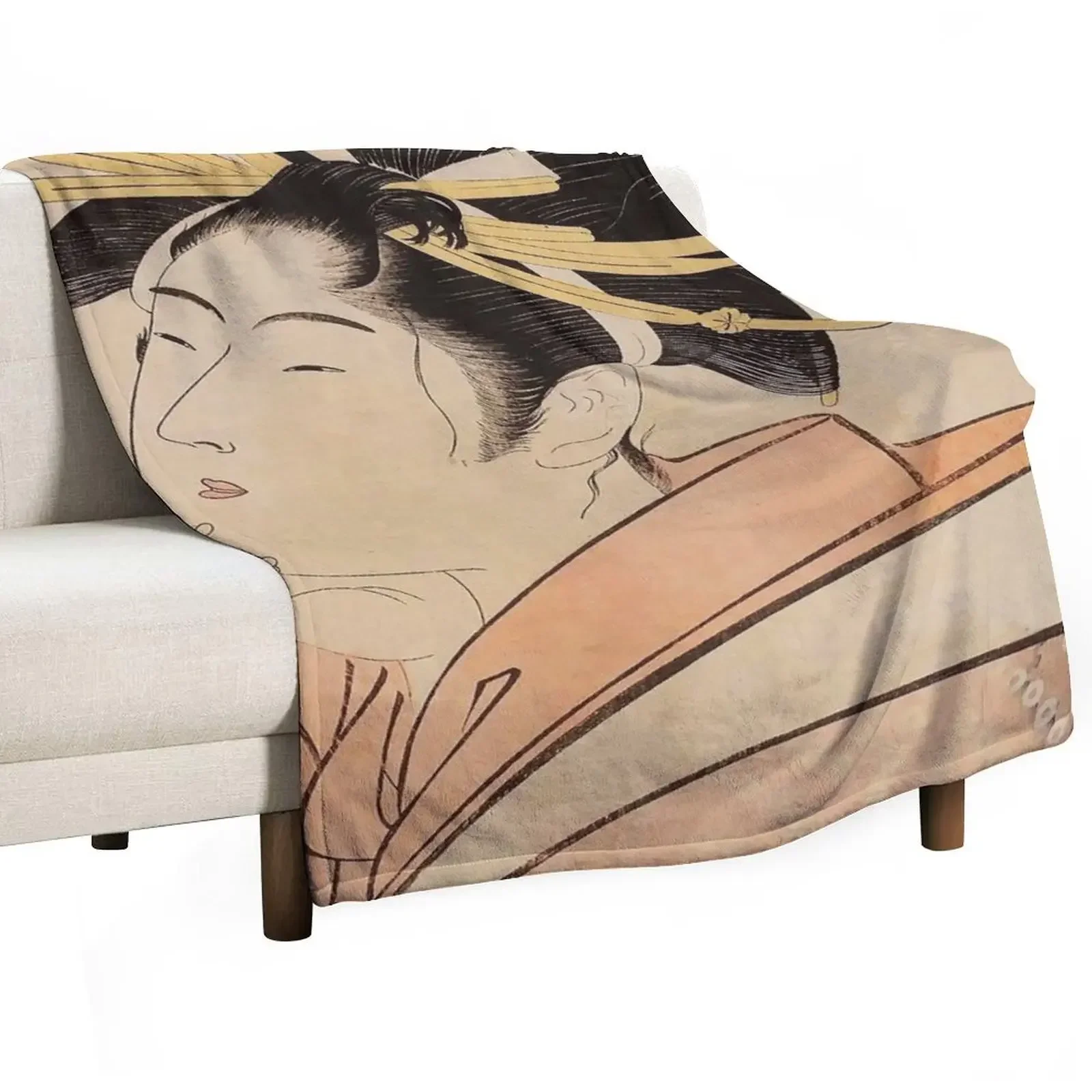 

Kitagawa Utamaro Throw Blanket Decorative Beds Luxury Designer blankets ands Blankets