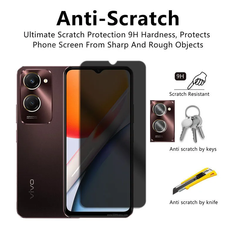 Privacy Screen Protector For vivo Y18 4G Anti Glare Glass For vivo Y18 4G Anti-spy Glass Camera Lens Protector For vivo Y03 4G