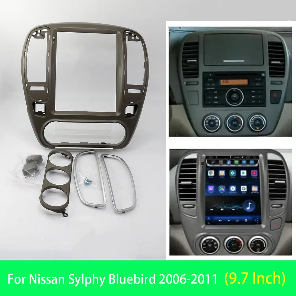 

9,7-дюймовая 2-диночная радиорамка для Nissan Sylphy Bluebird 2006-2011, автомобильный плеер, DVD, аудио, крепление на панель, установка, лицевая рамка