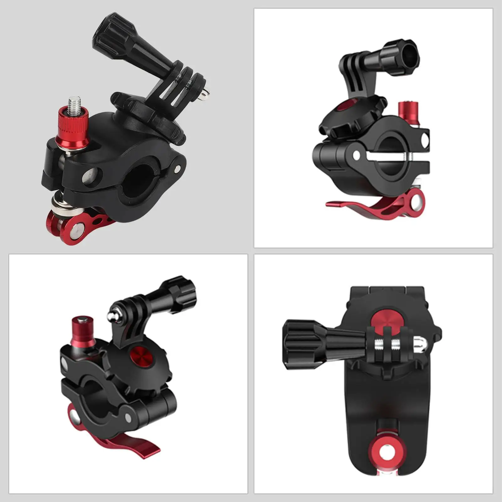 Rotatable Bike Handlebar Mount w/ Anti-Slip Silicone Pad for Action 3 - Double Head Sports Camera Clip