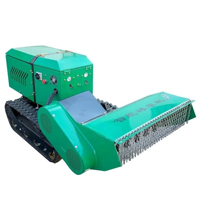 Knife throwing remote control lawn mower oil-electric hybrid crawler mowing robot