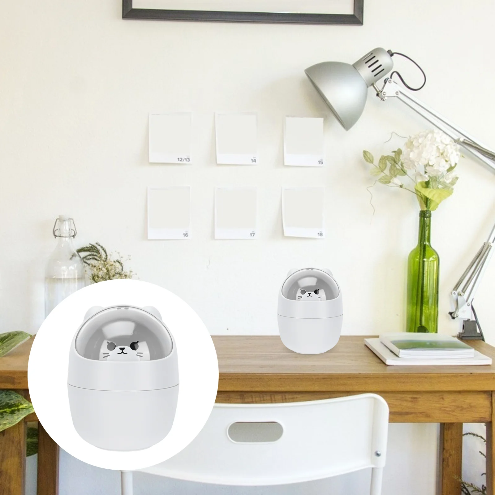 1Pcs Flip Lid Mini Desktop Trash Can Animal Design Small Desktop Garbage Bin Plastic Waste Container for Office Bathroom Table