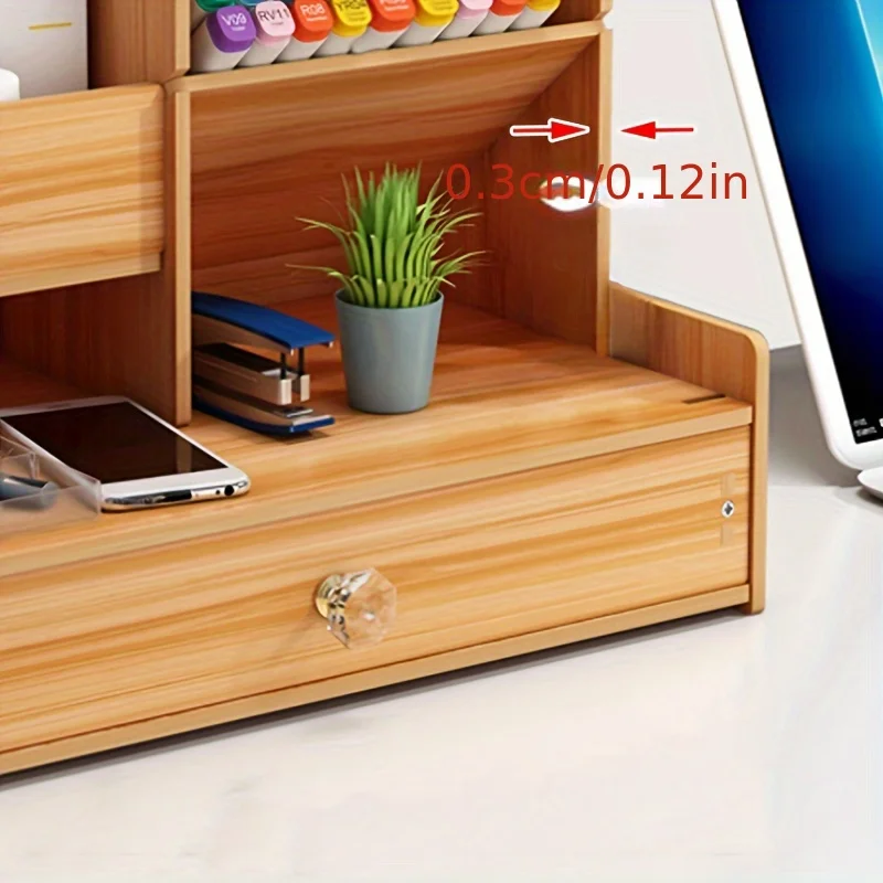 Wooden Desktop Large Capacity Storage Box, Desk Drawer Style Storage Rack, Easy to Install, Suitable for Storage Office, 1