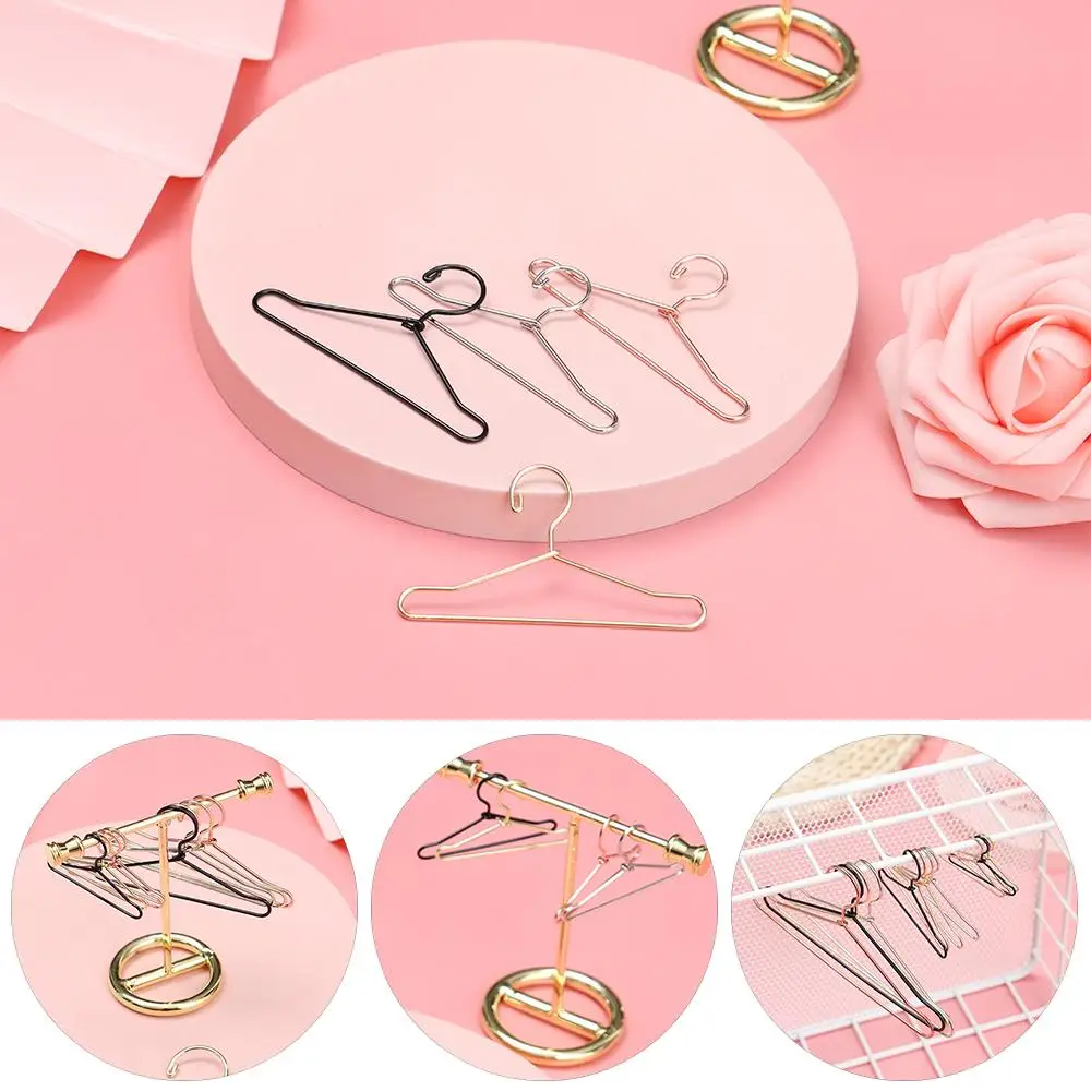 10pcs Dollhouse Furniture Decorations Cute Wardrobe Metal Mini Hangers Accessories Dress Clothes Hanging