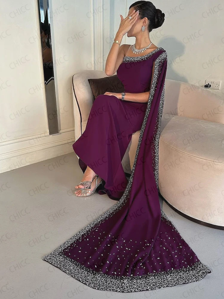 Arabische avondjurken één schouder cape mouwloze zeemeermin galajurk kralen gala bruiloft jurk op maat gemaakte robes de soirée