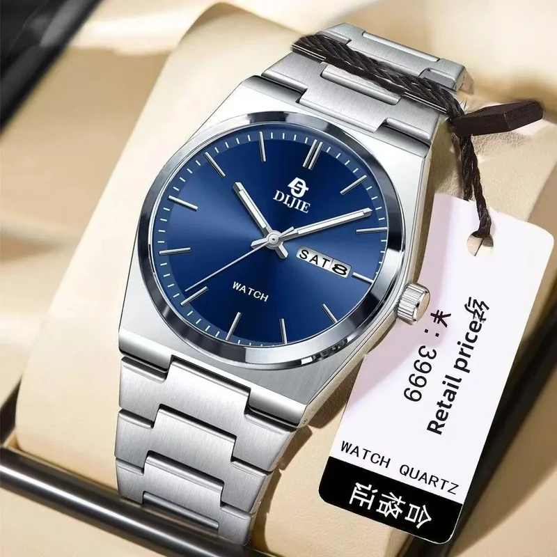High-quality Round Dial 40mm Pointer Watch Business Fashion Classic Quartz Watch with 20mm Alloy Band for Men
