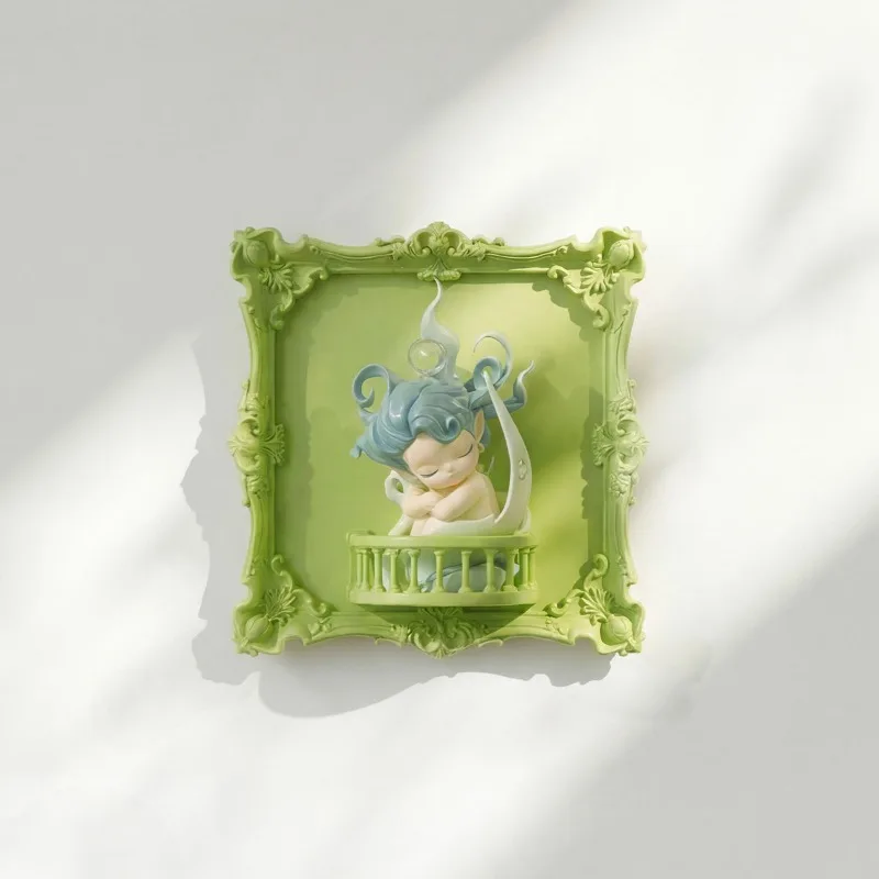 Rococo Style Carved Wall Display Frame Magnetic Back Decor Picture Frame Optional Tiny Lamp for Blind Box Mini Figure Ornament