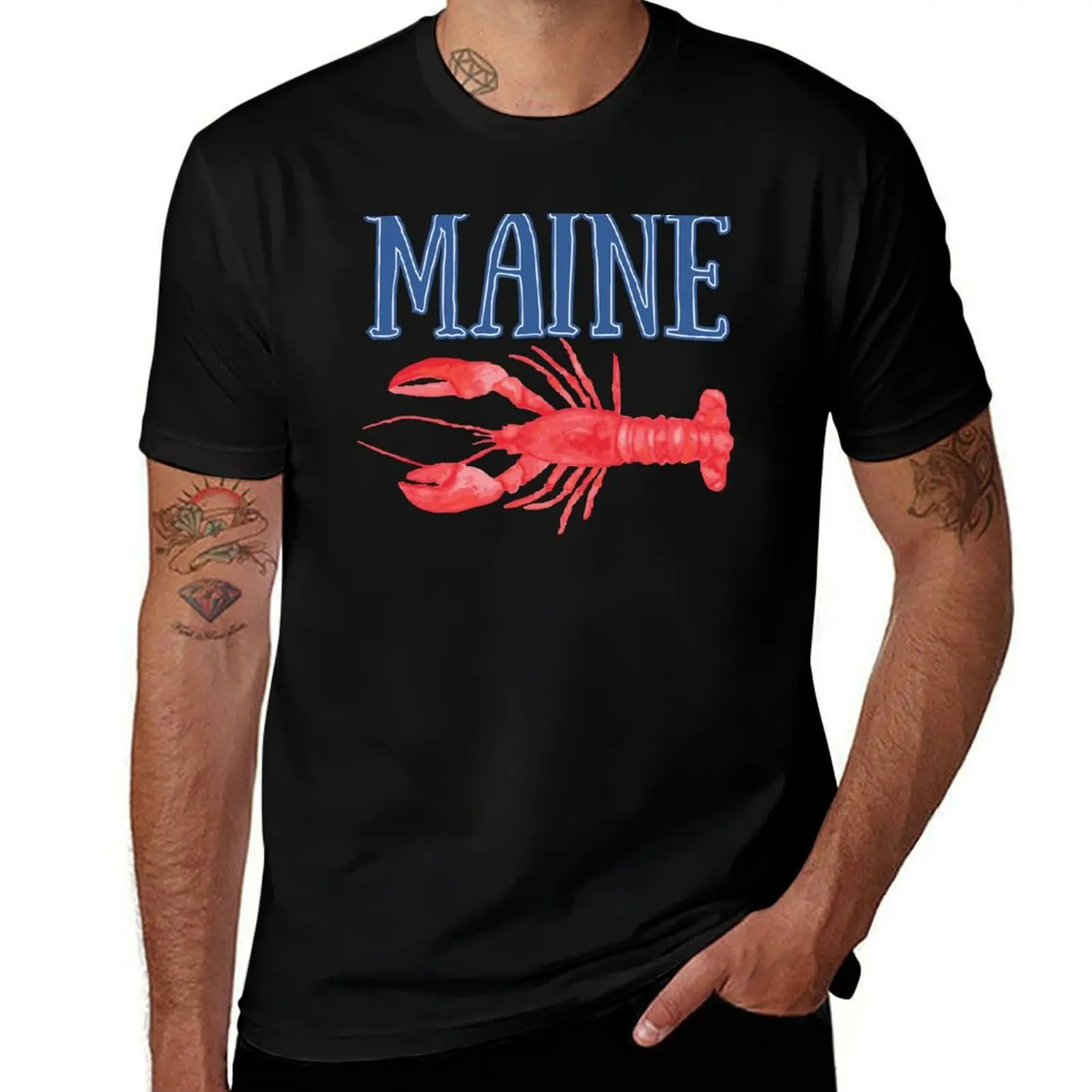 

t Lobster for t Maine забавные рубашки рубашки с принтами мужские футболки рубашки Lobster Maine t Акварель хлопок винтаж - графика с