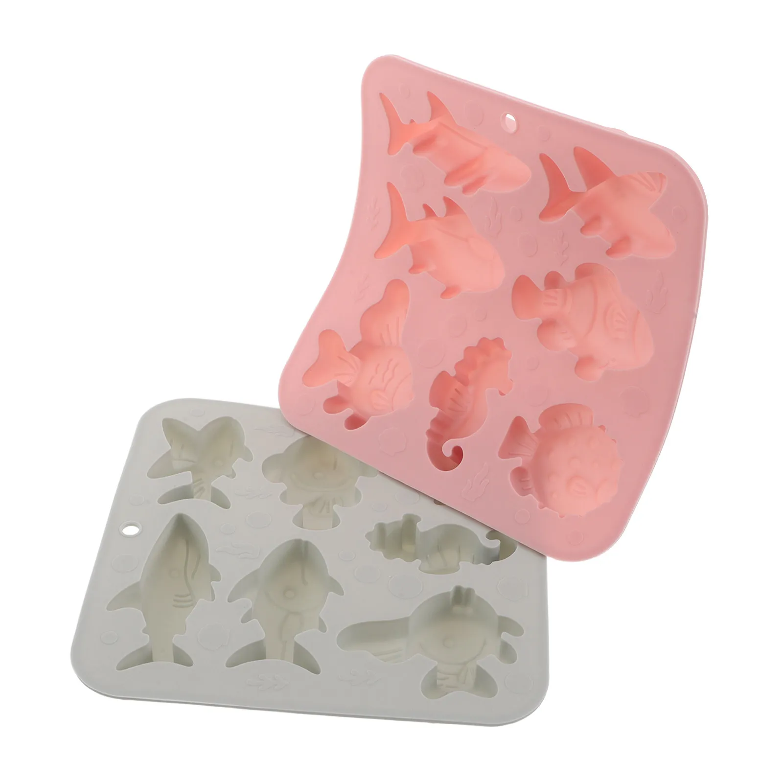 2Pcs Silicone Chocolate Mold Marine Theme Fish Seahorse Shape Nonstick Fondant Cake Molds Baking Chocolate Candy Ocean