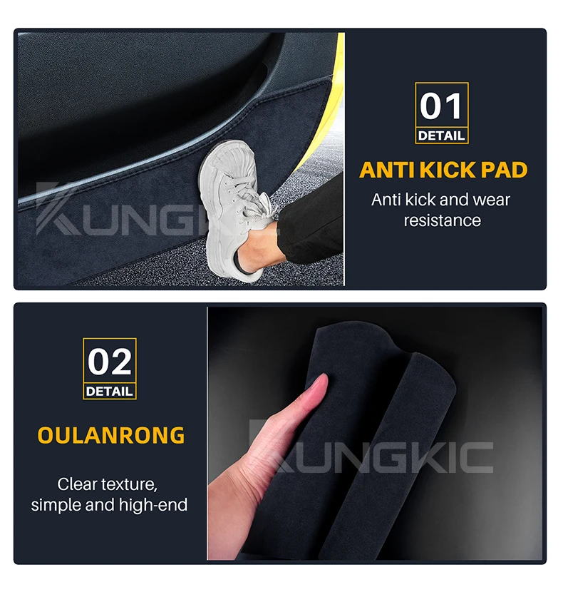 Tür-Anti-Kick-Pad für Abarth 595 695 2012 2013 2014 2015 2016 2017 2018 2019 2020 2021 2022 2023 2024/ Fiat 500/500C 2008–2024/500E 2013–2019 Flanell LHD RHD Mattenverkleidungszubehör – Detail 3