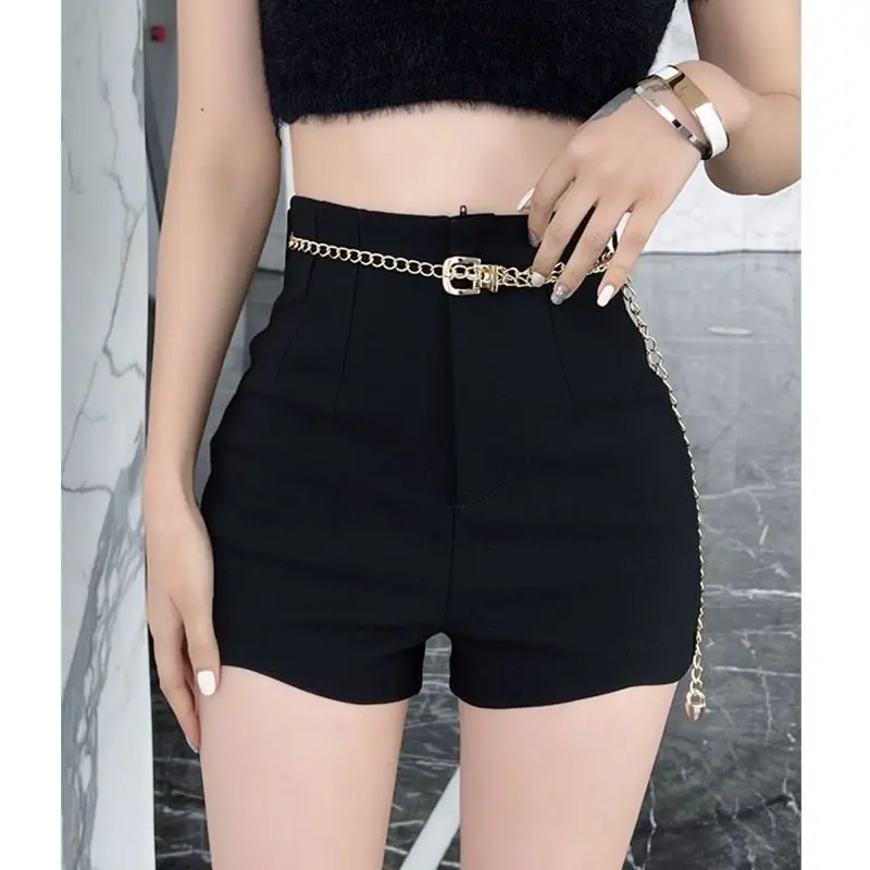 

2025 Новые модные черные джинсовые шорты для женщин с высокой талией American Hot Girl с облегающими узкими шортами трапециевидной формы Wh5