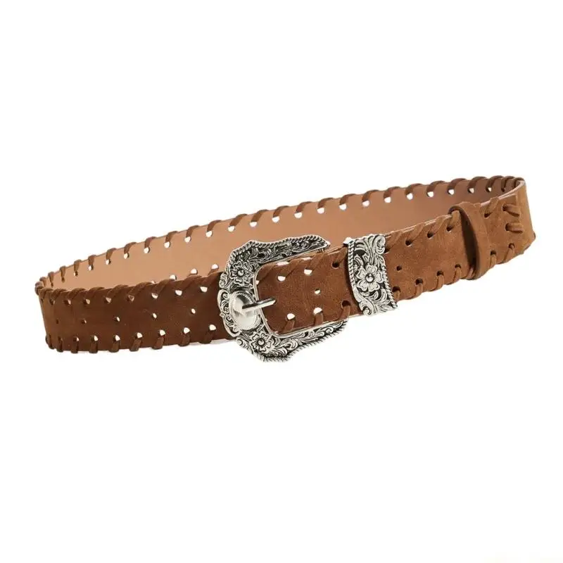 31BF Retro Charm Handwoven Belt Braided PU Leather Adjustable Unisex Accessory