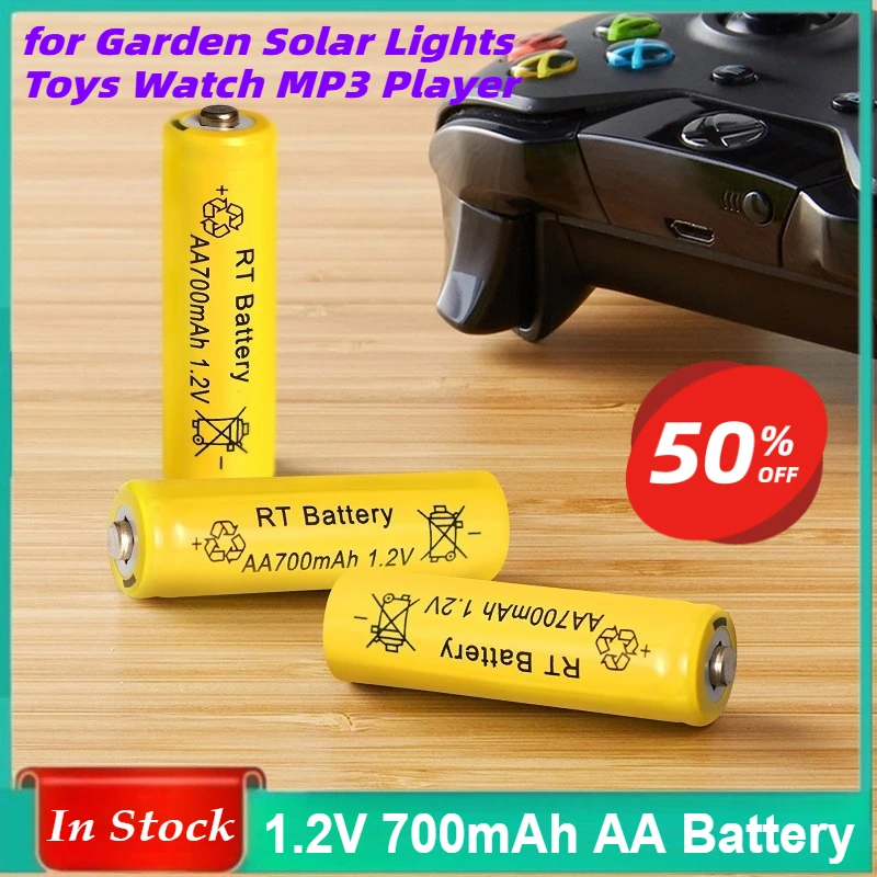 1-20PCS AA Battery 1.2V 700mAh Ni-MH AA Rechargeable Batteries 700mAh for Garden Solar Lights Toys Watch MP3 Player+ Charging