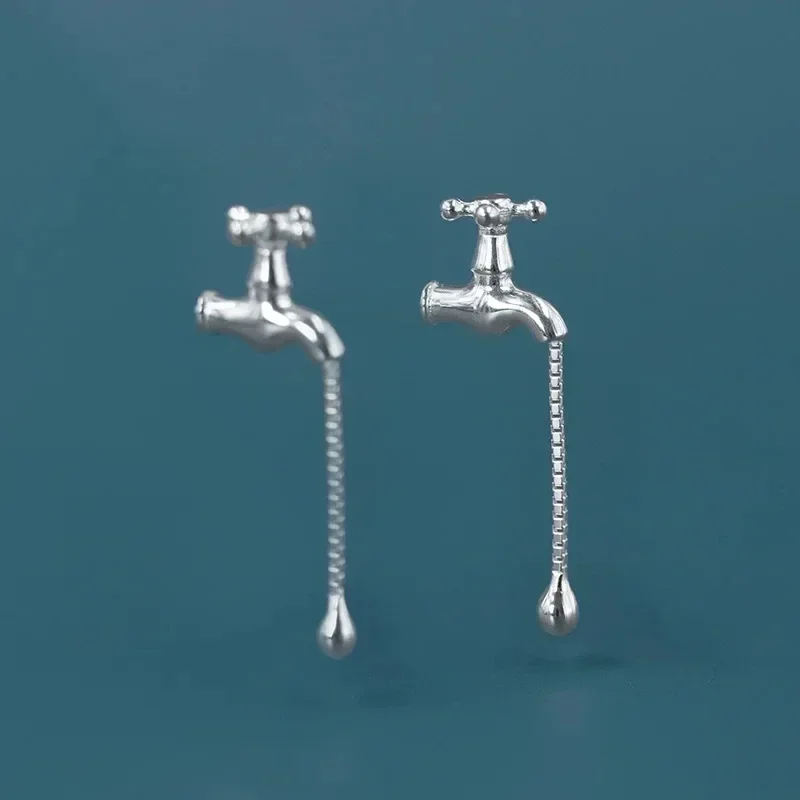 INATURE Cute Personality Faucet 925 Sterling Silver Earrings for Women Fashion Jewelry Party Birthday Gifts