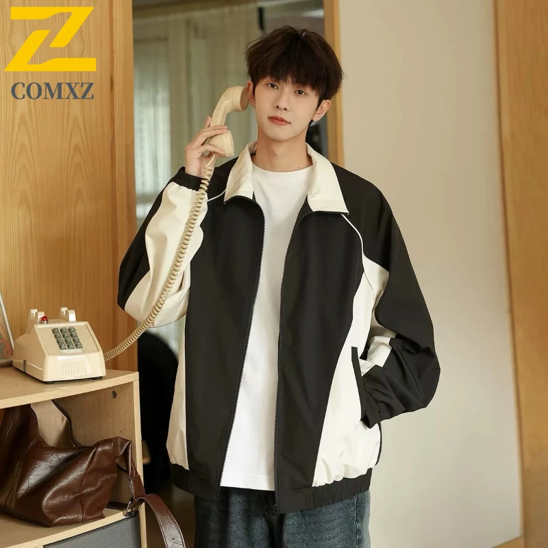 

2025 Spring and Autumn New Jacket Fashion Stand Up Collar Color Blocked Sports Style Top Casual Outdoor Waterproof Windbreaker