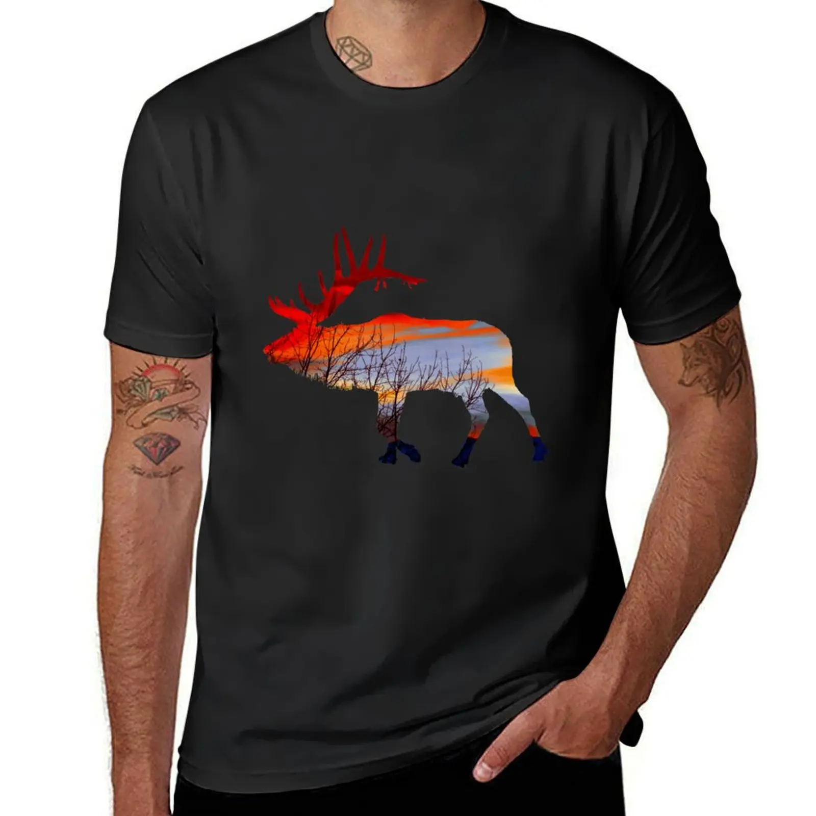 

Sunset elk T-Shirt tees shirts graphic tees customizeds men t shirts