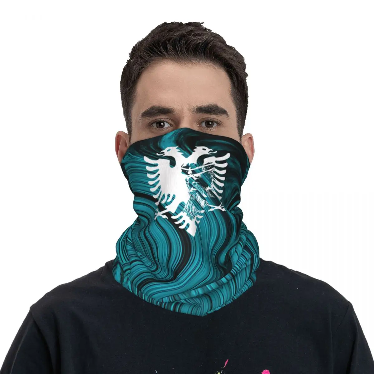 Hero White Bandana Neck Cover Motorcycle Club Albanian Eagle Face Scarf Multifunctional Headwear Cycling Unisex Adult Winter