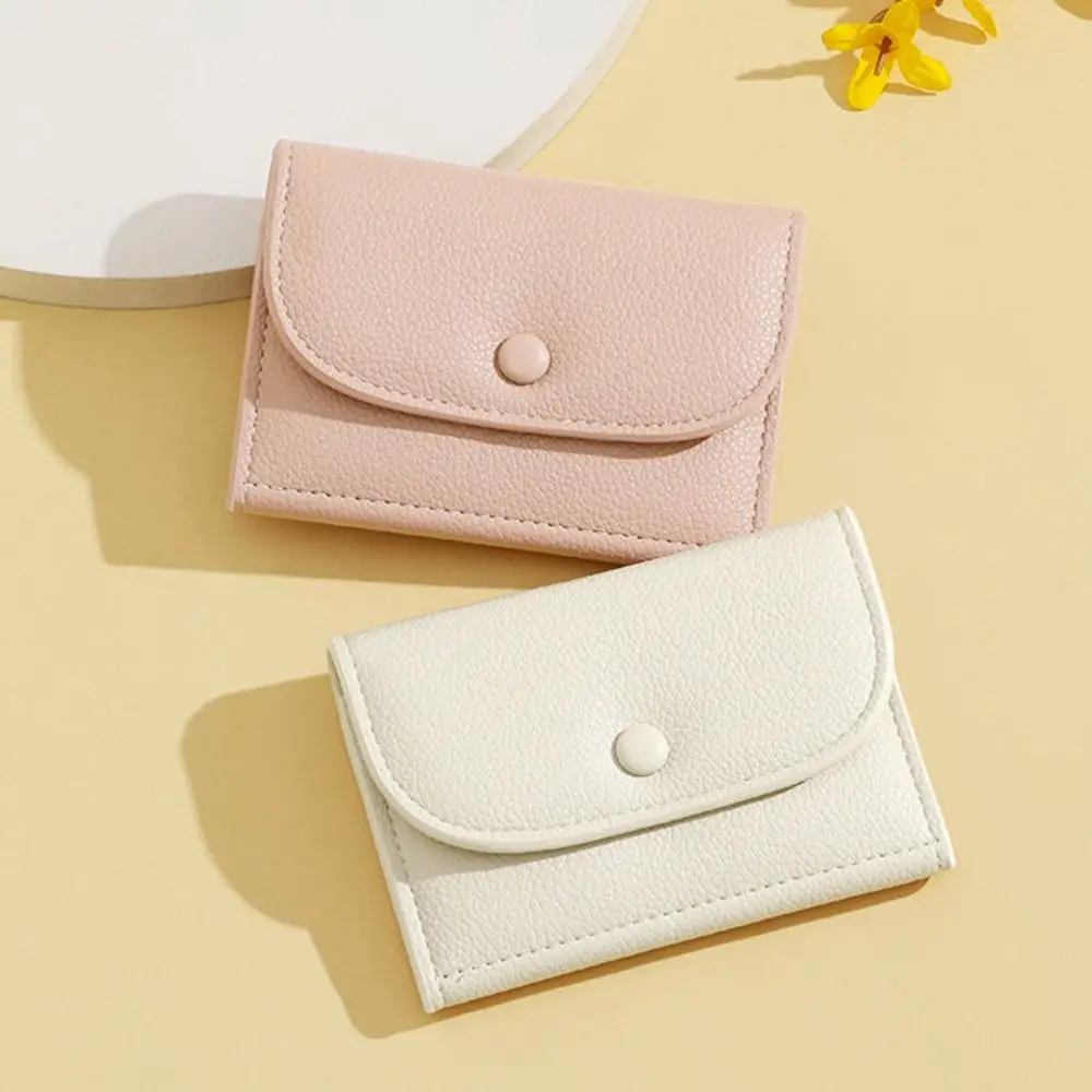 Elegante portamonete a grana litchi con cerniera ultra sottile Portafoglio corto da donna con pochette corta Porta carte multifunzione in pelle PU