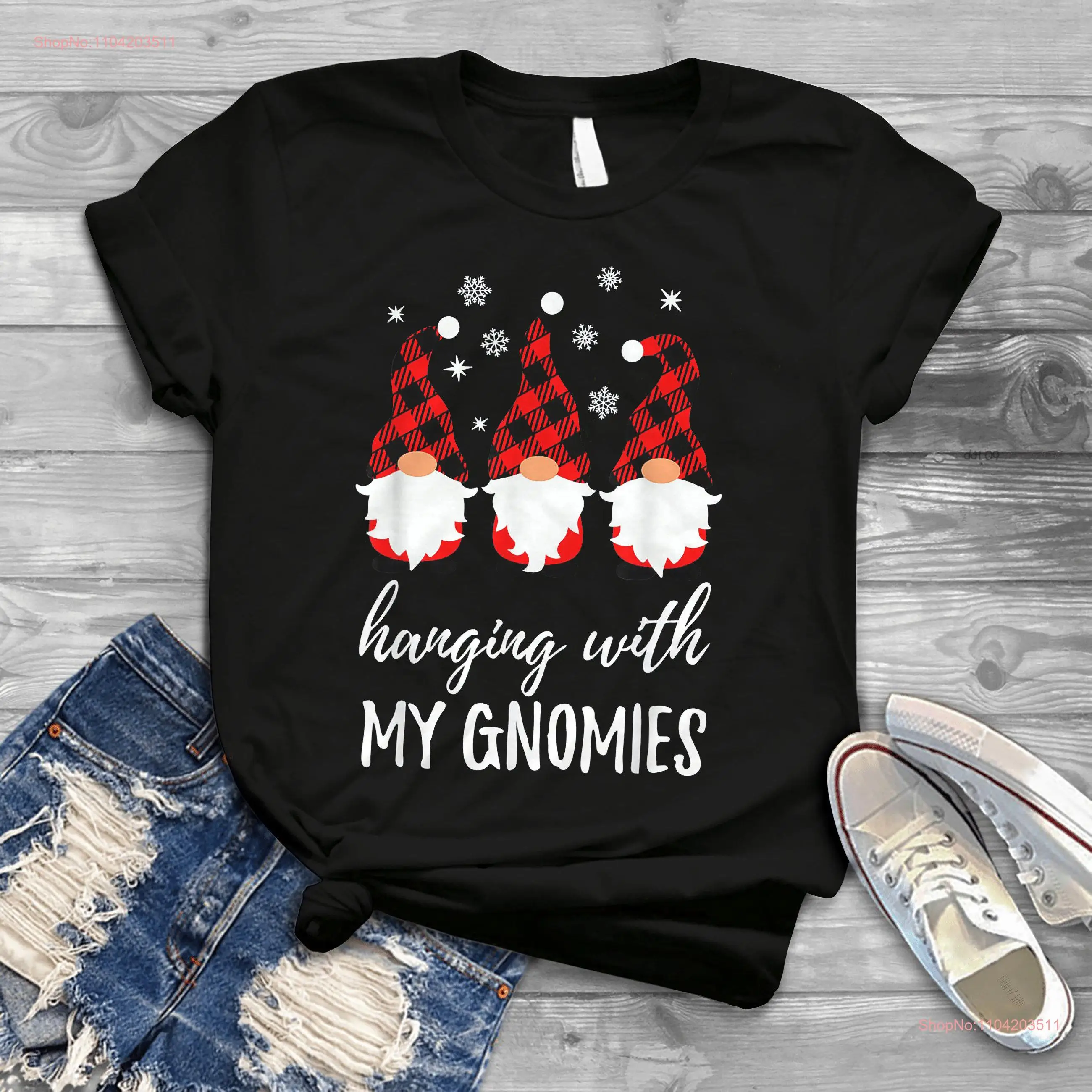 Hanging With My Gnomies Funny Garden Gnome T Shirt Christmas long or short sleeves