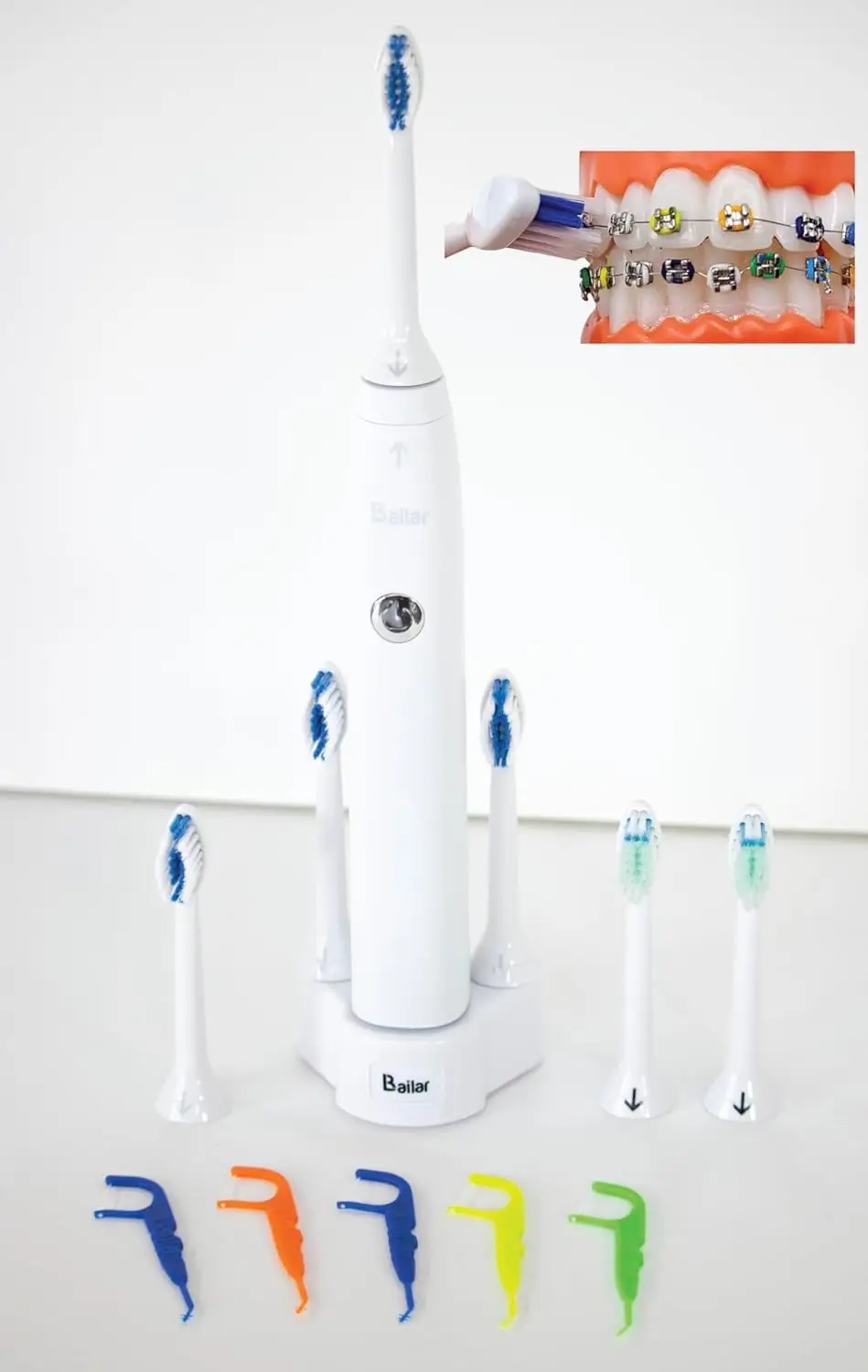 

Rechargeable Electric Toothbrush for Braces with 4 Heads and 2 Aftercare Brushes