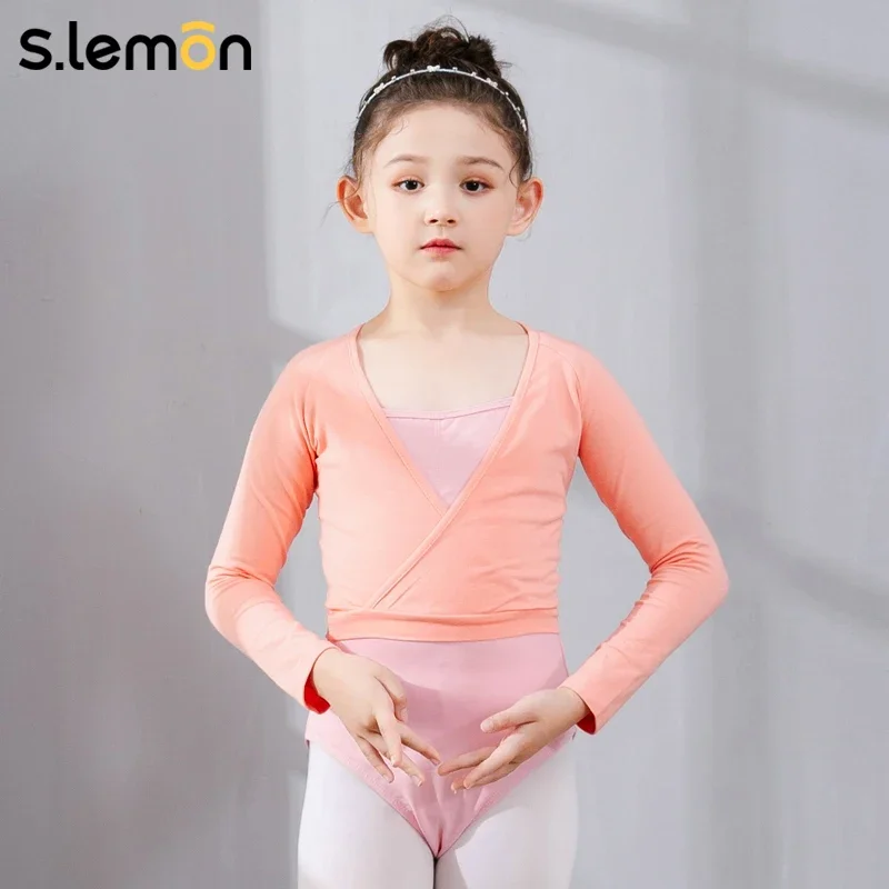 slemon-キッズ-ガールズ-バレエ-ショール-ジャケット-90-150cm-長袖-ハイウエスト-クロスフロント-ダンス-トップ-体操-カーディガン