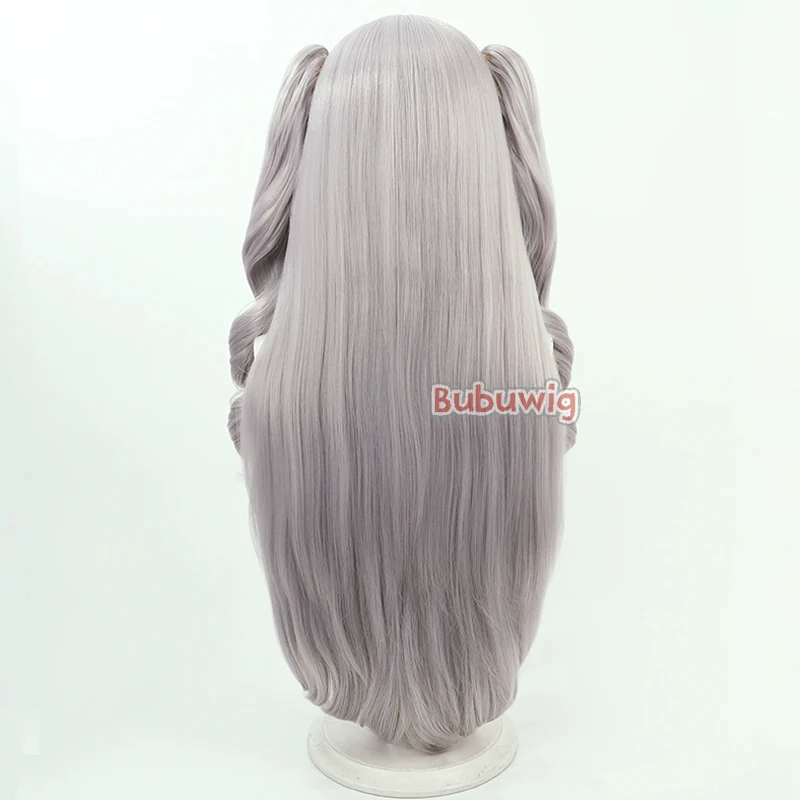 Bubuwig Synthetic Hair Elbe Cosplay Wigs Azur Lane Elbe 90cm Women Long Wavy Gray Mixed Black Ponytail Cos Wig Heat Resistant