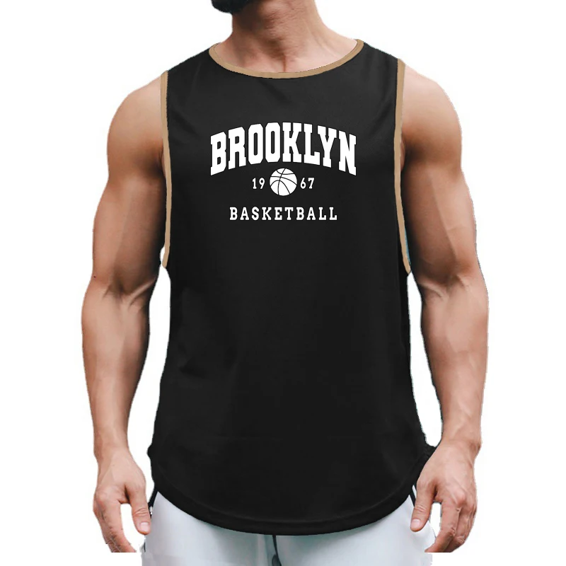 Brooklyn 1967 Basketball Printed Summer Fashion Sports Sleeveless Shirt Quick Dry Fitness Tank Tops Mens Mesh Gym Clothing