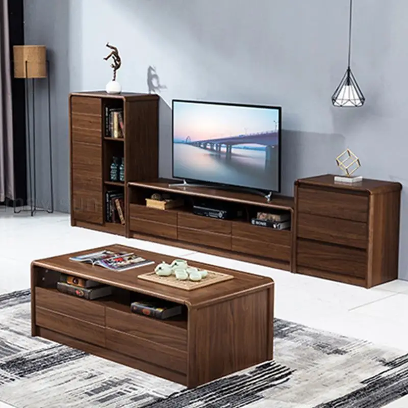 

Tv Cabinet Coffee Table Auxiliary Modern Minimalist Nordic Small Apartment Living Room Solid Wood Mesa Centro Furniture