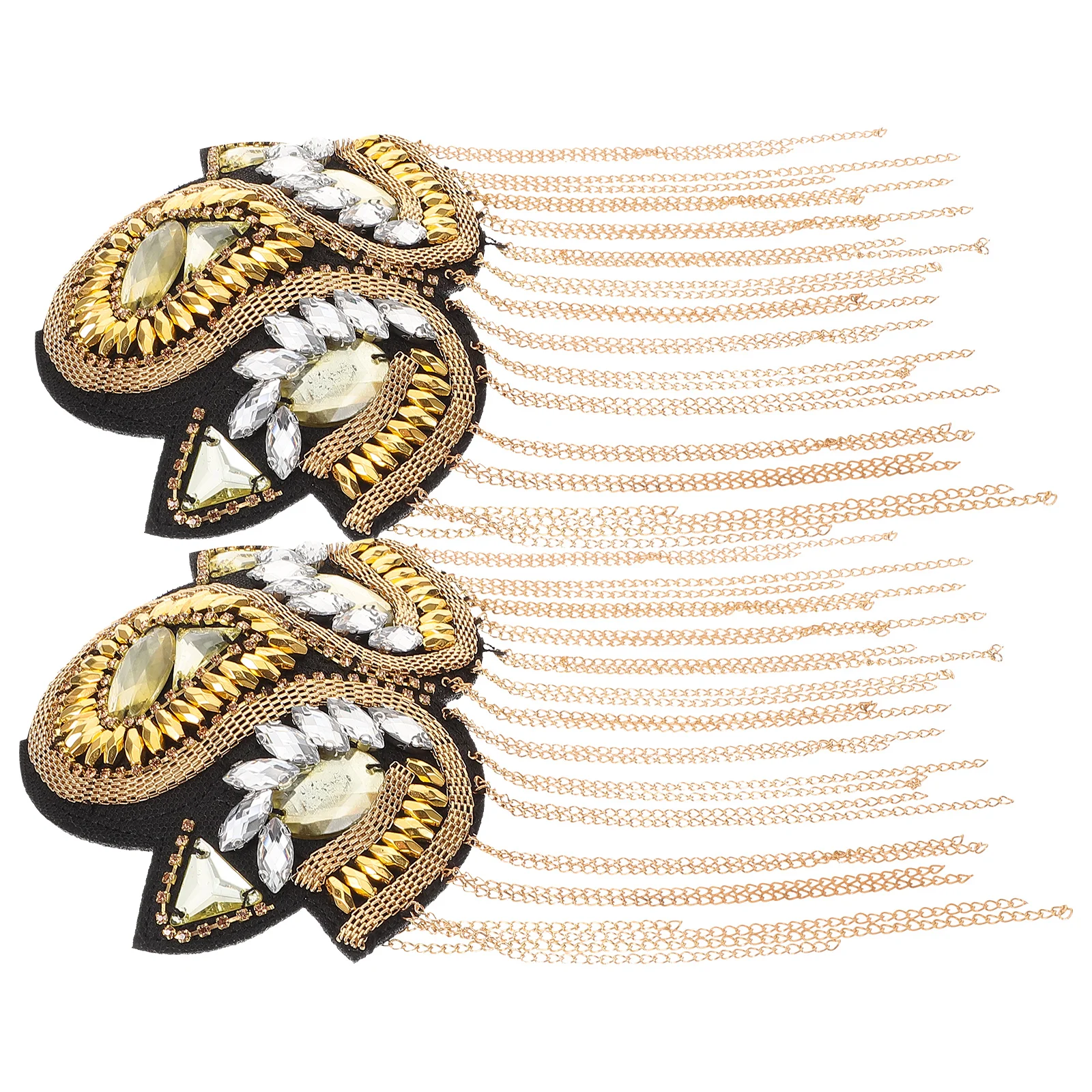 

Rhinestones Fringe Epaulet Shoulder Board Tassel Mark Accessories Decor Metal Epaulets for Men Women Lightweight Fashion Badge