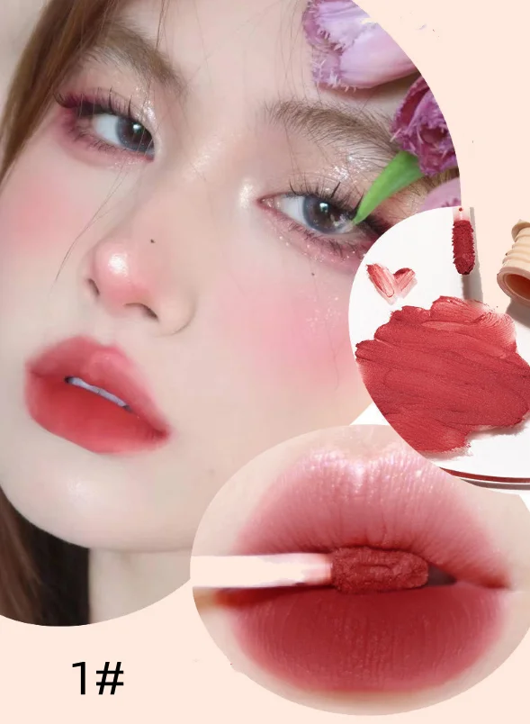 レトロなローズマットリップスティック,保湿,防水,セクシーな赤いリップ染料,リップクリーム,メイクアップ,化粧品