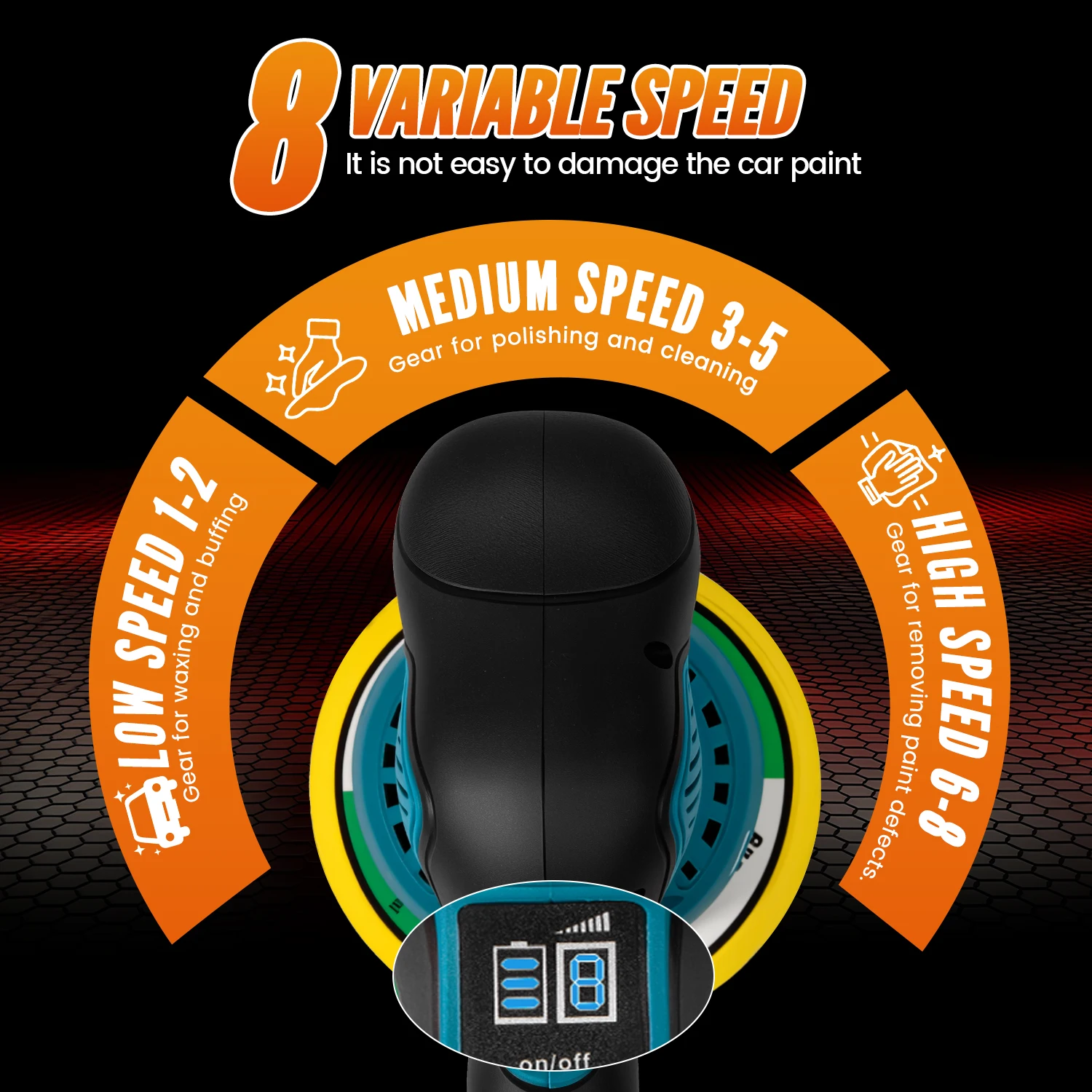 Makita – polisseuse électrique sans fil pour voiture, 8 vitesses, affichage numérique, Machine de polissage et de cire pour voiture, batterie 18V