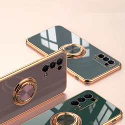 Luxury Plating Ring Holder Stand Phone Case For OPPO Reno 10 8 7 6 5 4 2 Z Lite 7Z 8Z 8T 5G FIND X3 X5 Lite X6 Pro Back Cover