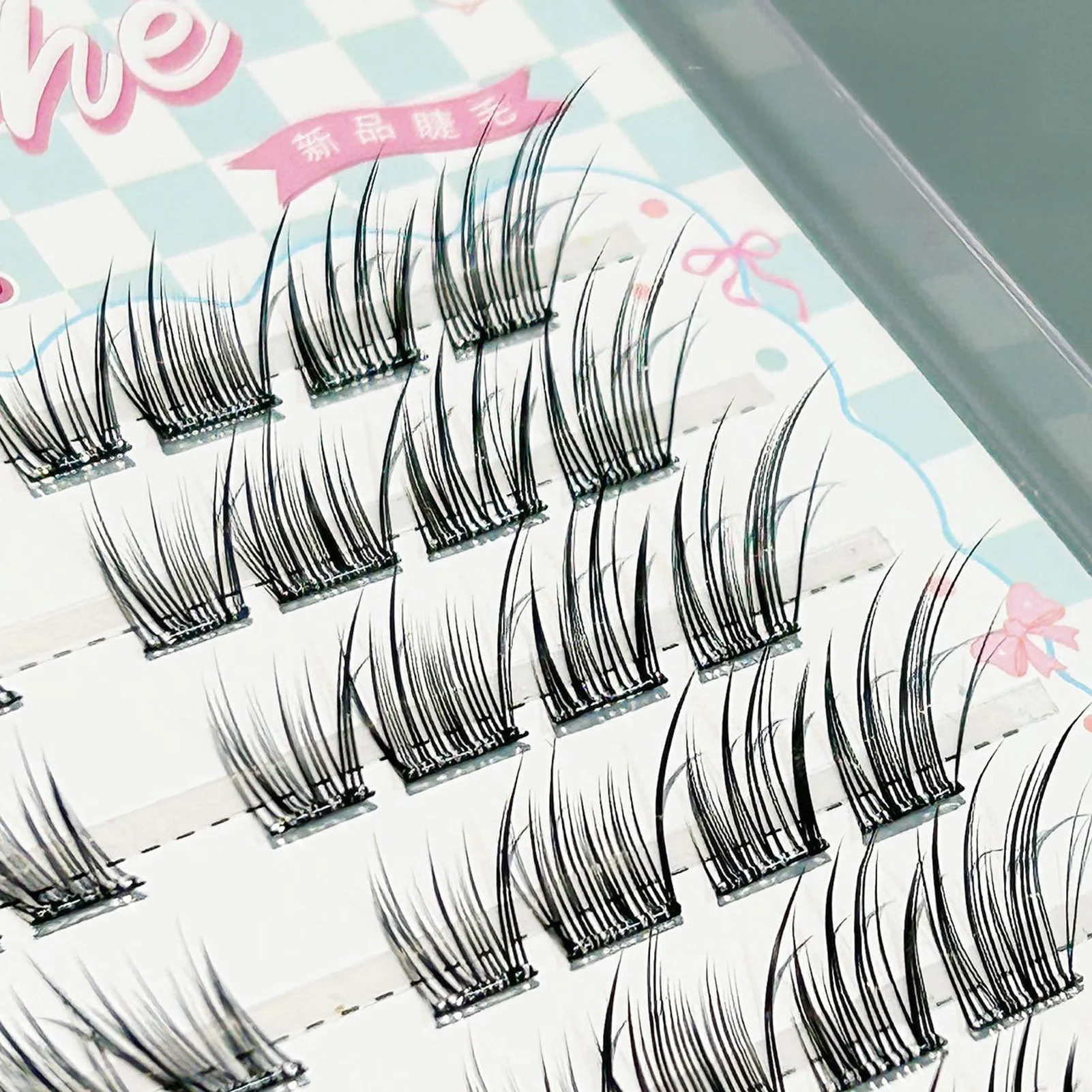 Fox-estilo natural cílios postiços extensões individual cluster cílios alados grosso enrolado diy diário cílios suprimentos preto