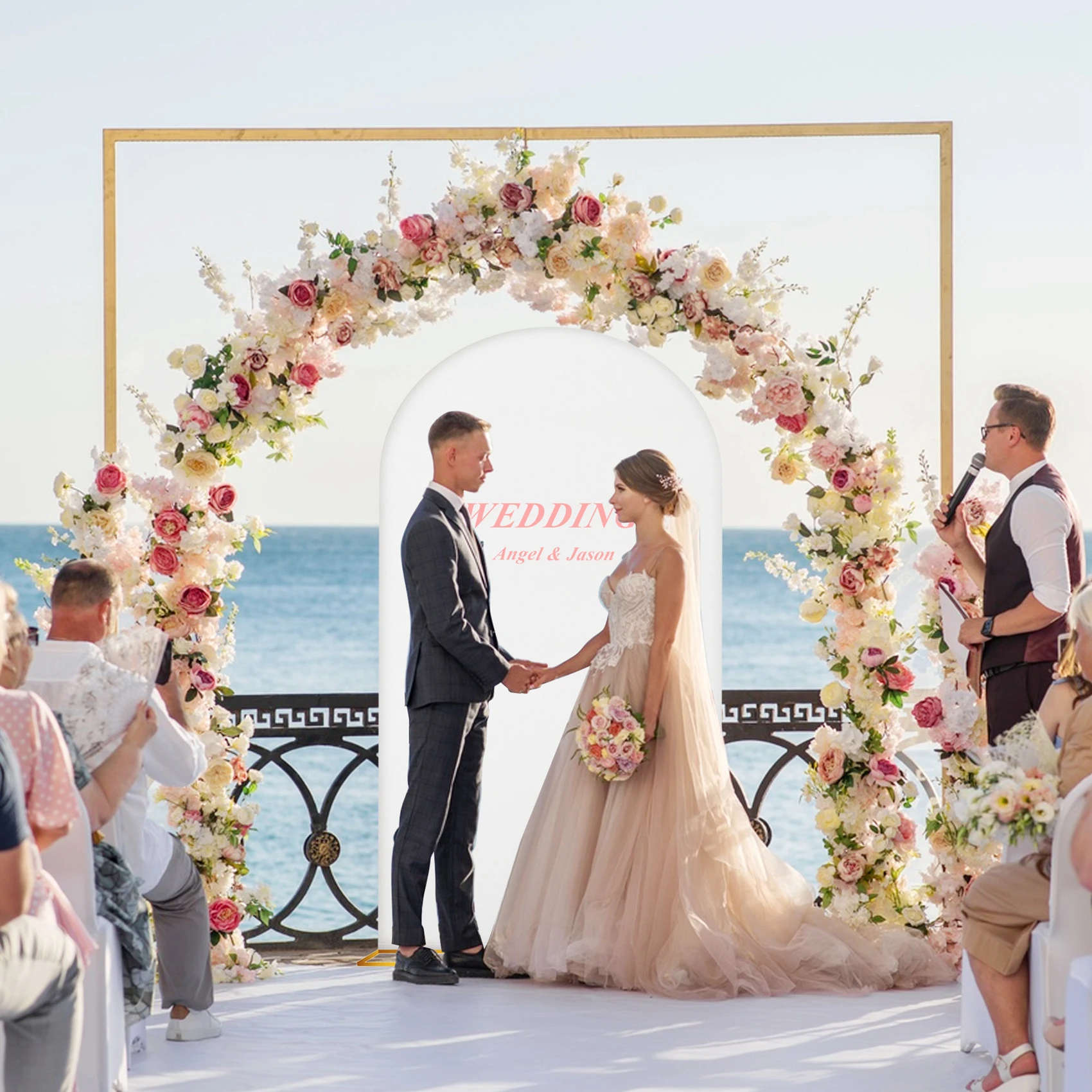 

A19I-7.2FT Wedding Arch Cover Fitted Wedding Arch Stand Covers Round Top For Birthday Party Banquet Decoration