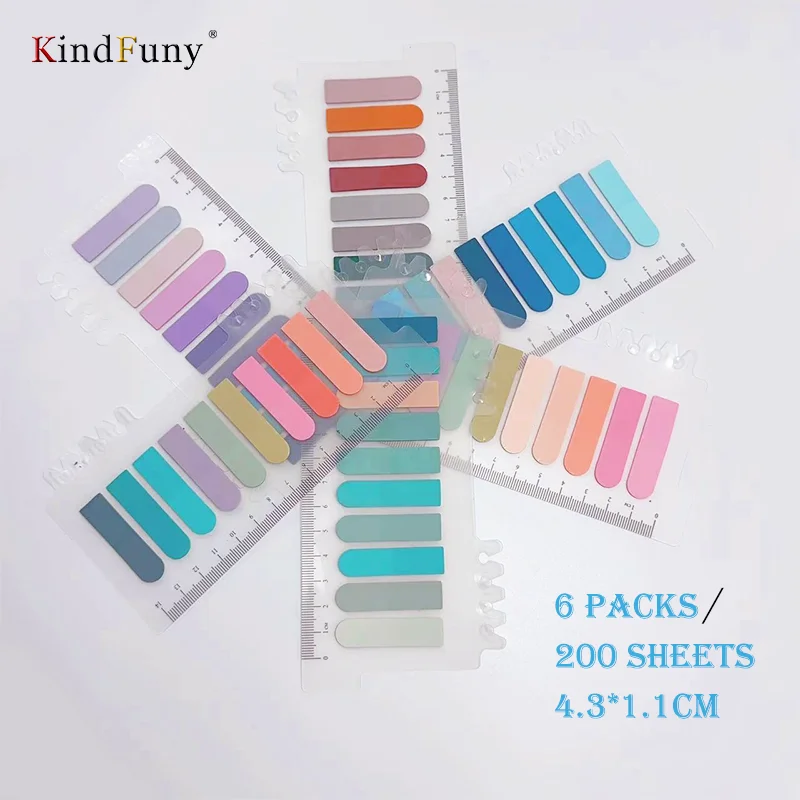 KindFuny 200pcs Transparent Stationery Fluorescent Index Tabs PET Arrow Flags Sticky Note for page Marker Planner Stationery