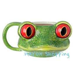 Cartoon 3D Painted Frog Animal Cup，Creative Hand-painted Ceramic Mug，Cute Children's Breakfast Cup Christmas Gifts