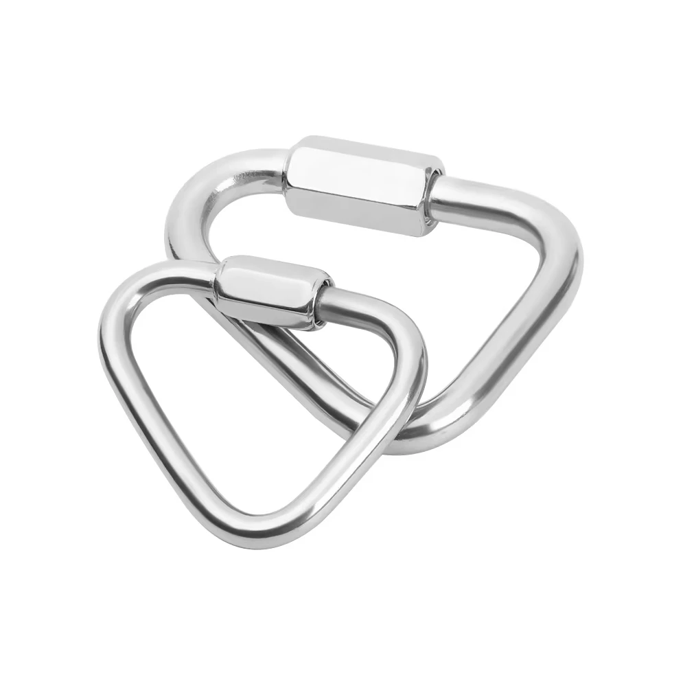 304 Edelstahl Oval-Dreieck-Karabinerhaken Schnellverbindungsseilverbinder für Anhänger, Schaukelhängematten, Kabel und Camping – Detail 6