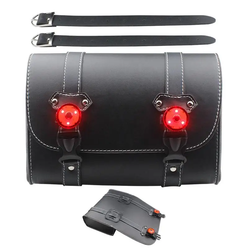 Motorcycle Bag Tools Pouch PU Leather Luggage Pack Motorbike Panniers Travel Motorcycle Panniers Side Box Vintage Luggage Bags