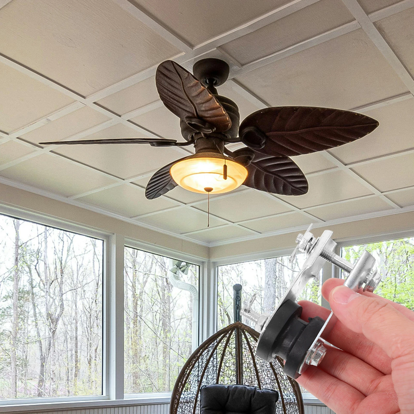 

Large Rod Fixing Clip Ceiling Fan Mounting Bracket Adjustable Replacement Parts Tool Kit Switch Compatible Various Fans Safe
