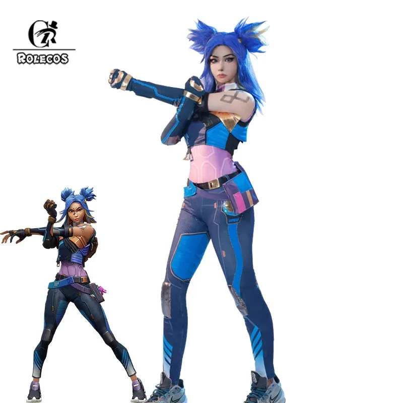 

ROLECOS Neon Cosplay Costume Game Valorant Neon Cosplay Costume Blue Women Combat Uniform Halloween Party Outfit Full Set