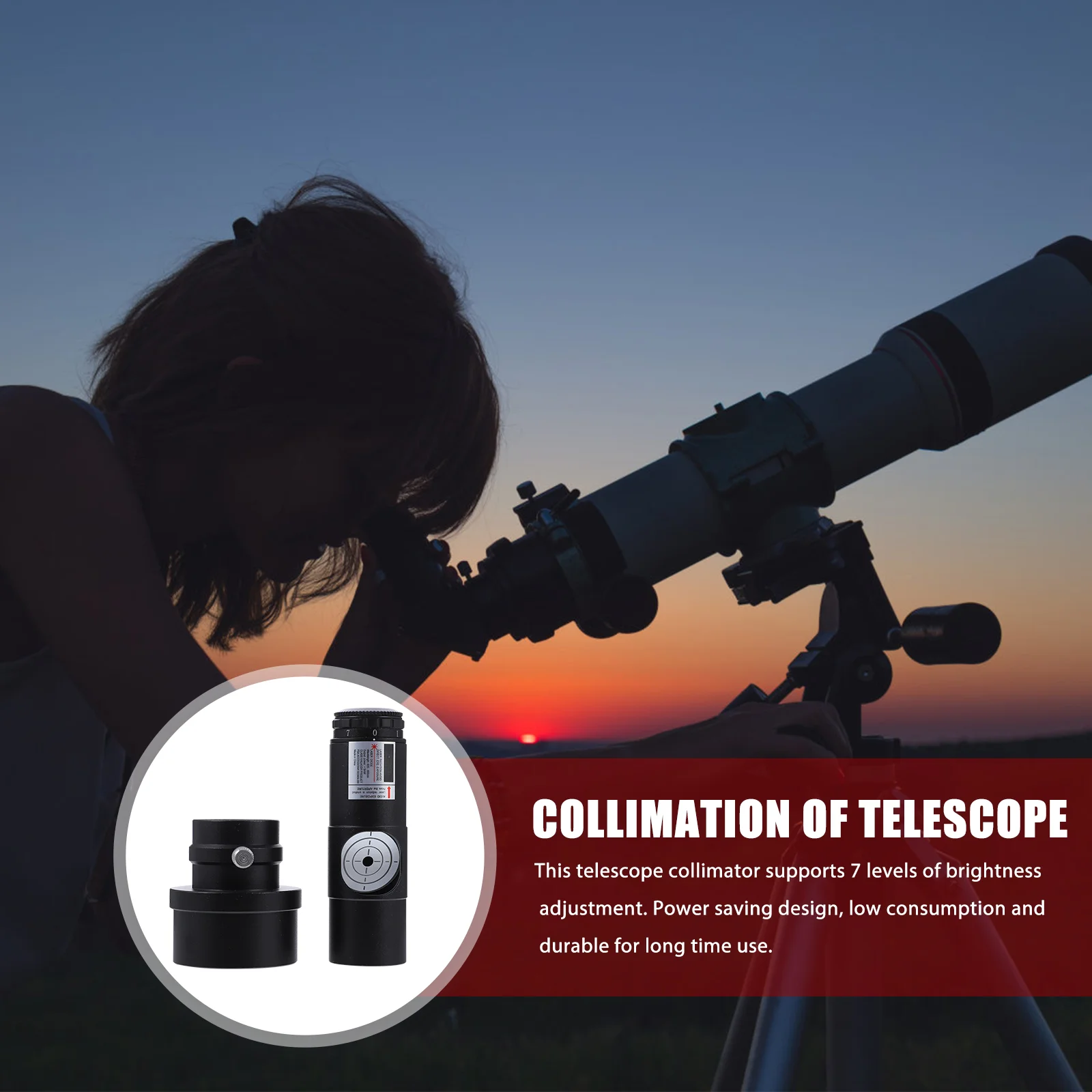 7 Level Metal Zinc Alloy Telescope Collimator 1.25 to 2 Eyepiece Adapter Quick Alignment for Outdoor Activities