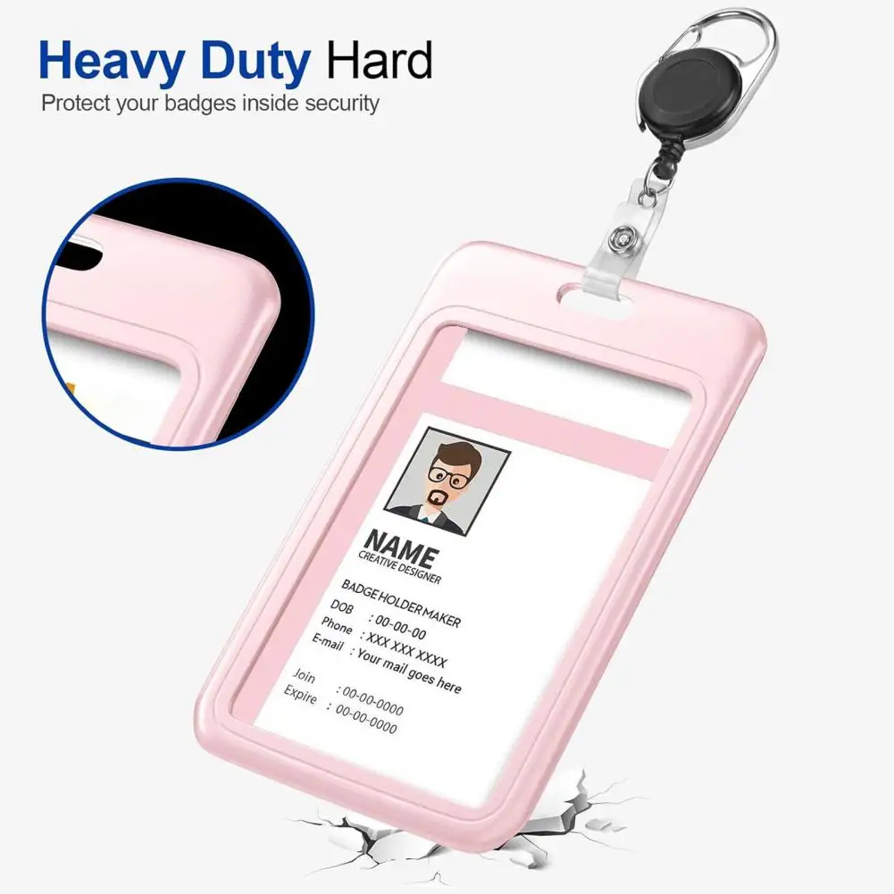 Impact Resistant Card Holder Abs Material Card Holder Transparent Window Id Card Holder with Slide Cover Hanging Hole for Office