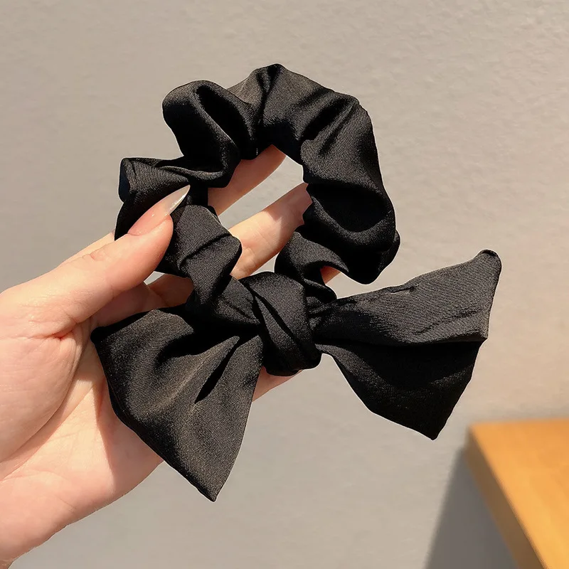 

New Style Silk Scarf with Bow, Scrunchie, High-End Square Scarf Hair Accessory, Korean Style Light Luxury Hair Tie, Wholesale