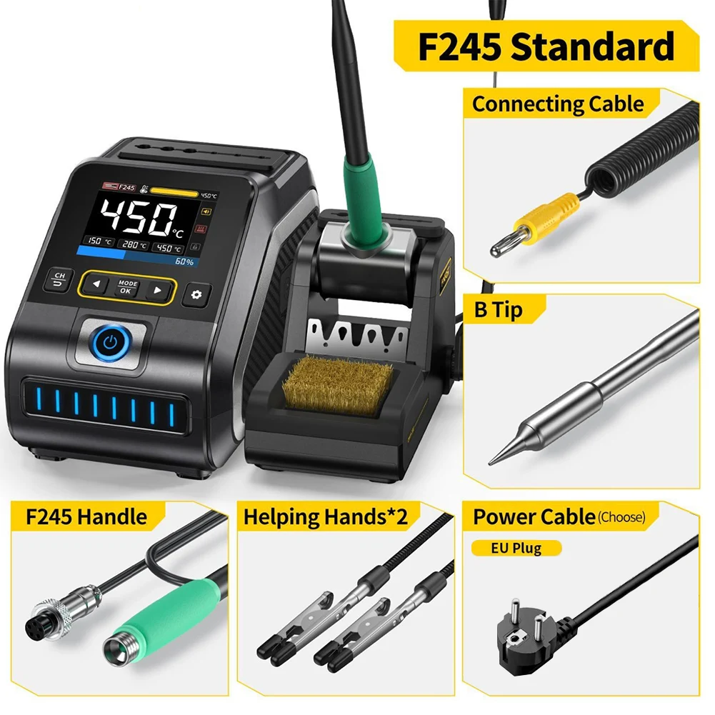 FNIRSI DWS-200 EU Plugs Soldering Station C210/C245 Handle with Soldering Helping Hand Electronic Welding Repair Solder Tools