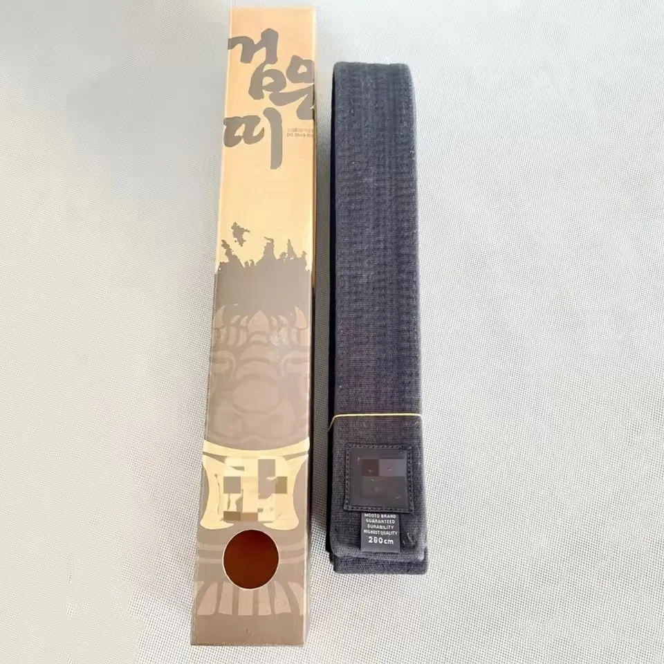 コットンテコンドーブラックベルトアスレチックベルトブティックブラックコーチベルトダン刺繍空手柔道メンズ