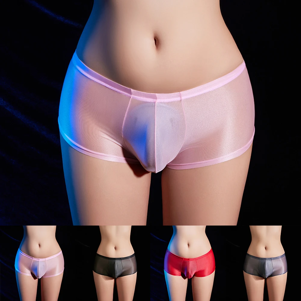 

Mens Glossy Oily Briefs Seamless Trunks Mens Sexy Underwear Stretch Summer Men's Panties Solid Underpants For Lingerie Knickers