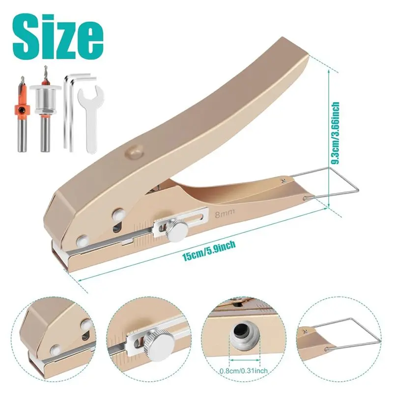 FLYY-Einlochstanzer 10 mm, Hochleistungs-Lochstanzer, Kantenbandstanzer mit Skala für Papier, Karten, Kunststoff, Karton, Drehmaterialien – Detail 10