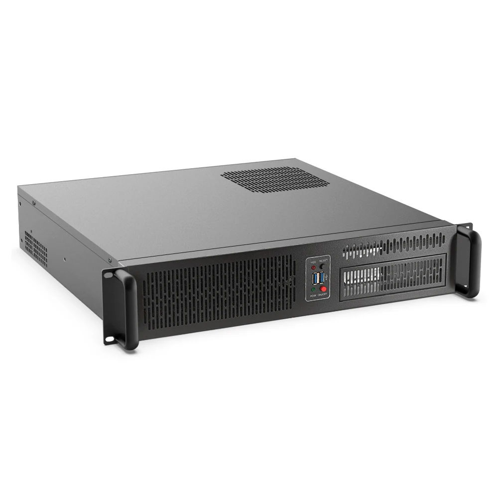 New 2U Industrial PC Chassis with MATX Motherboard,40CM Horizontal GPU Slot, USB 3.0 Drive, Multiple Hard Drive Bays, NAS, Black
