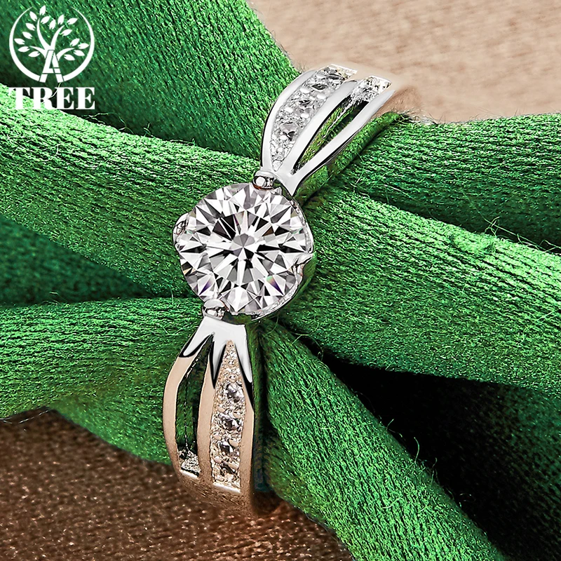 925 Sterling Silver Exquisite Shiny Round Circular Zircon Ring For Women Fashion Party Birthday Engagement Wedding Charm Jewelry